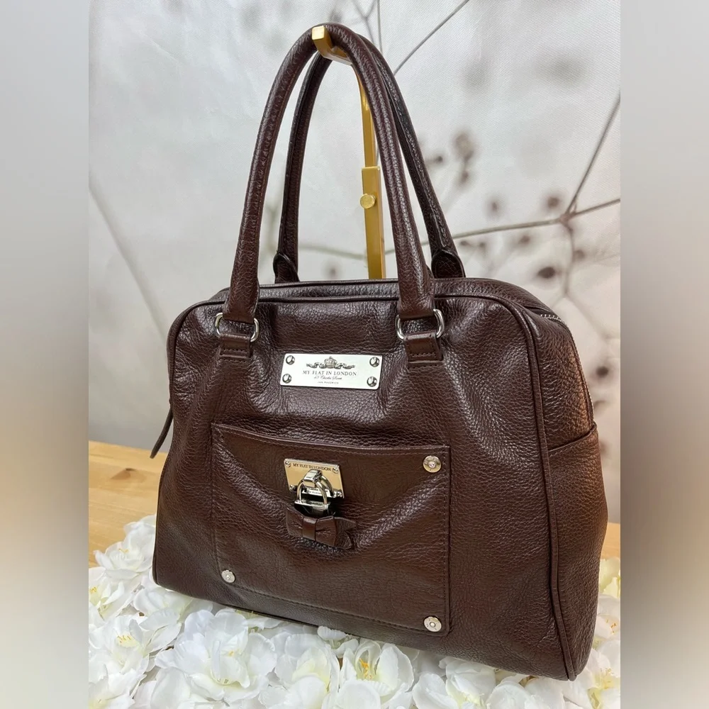 BRIGHTON MY FLAT IN LONDON BROKER COGNAC DOMED BOWLER STYLE HANDBAG - Picture 2 of 13